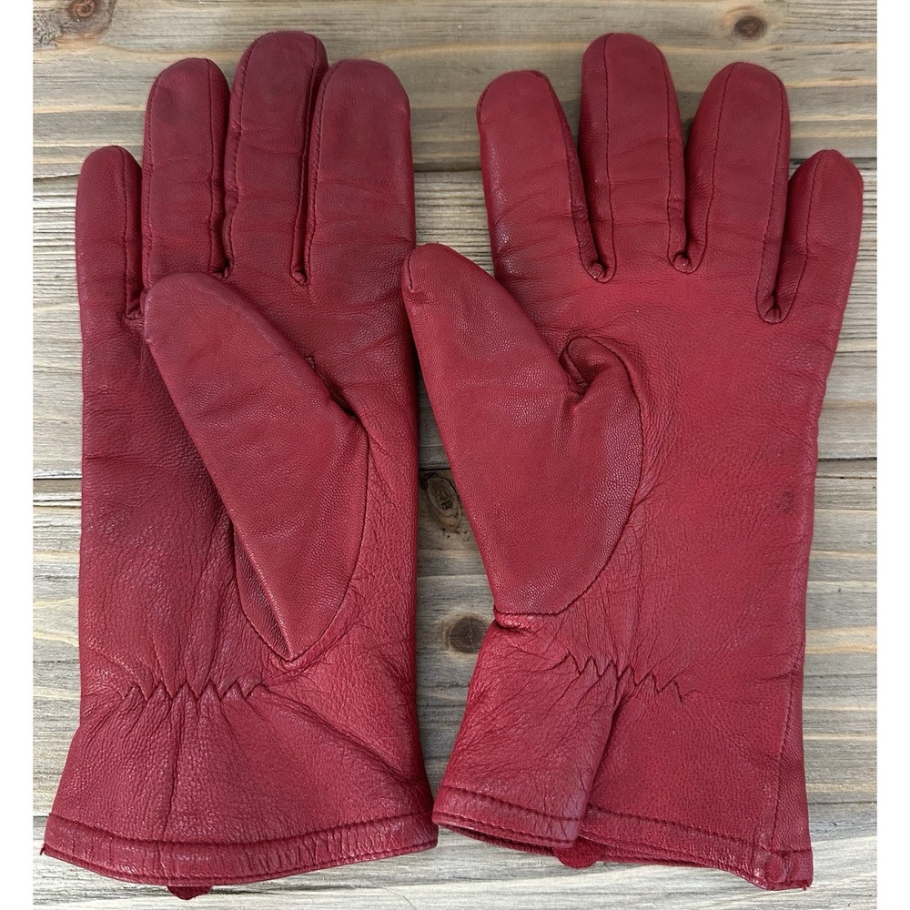 Fownes Leather Thinsulate Gloves Women Size M Red Excellent - Picture 2 of 4